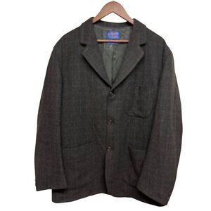 Pendleton Mens Wool Blazer Size L Gray Checked Pattern